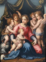 Madonna mit Kind, Johannes dem Täufer und Engeln